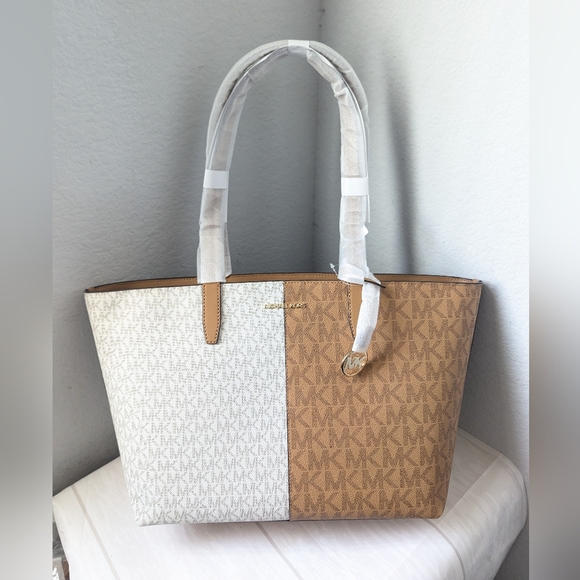 NWT MICHAEL KORS JET SET TRAVEL MEDIUM TOP ZIP SHOULDER TOTE BAG MK - Picture 1 of 3